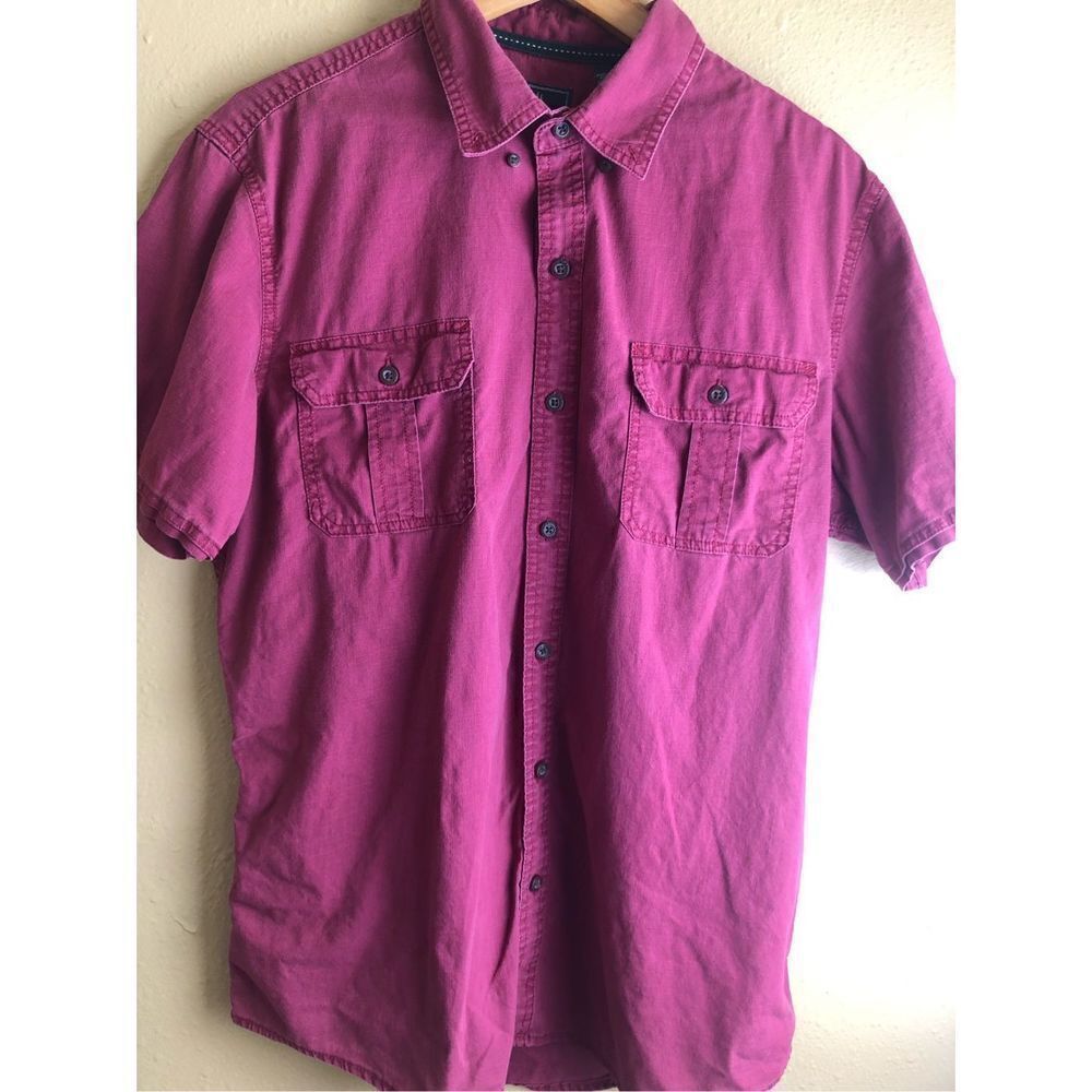 GH Bass & Co Shirt Mens Large Red  short Sleeve Button-Up Outdoor Cotton